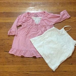 A white undershirt and a pink longsleeve shirt